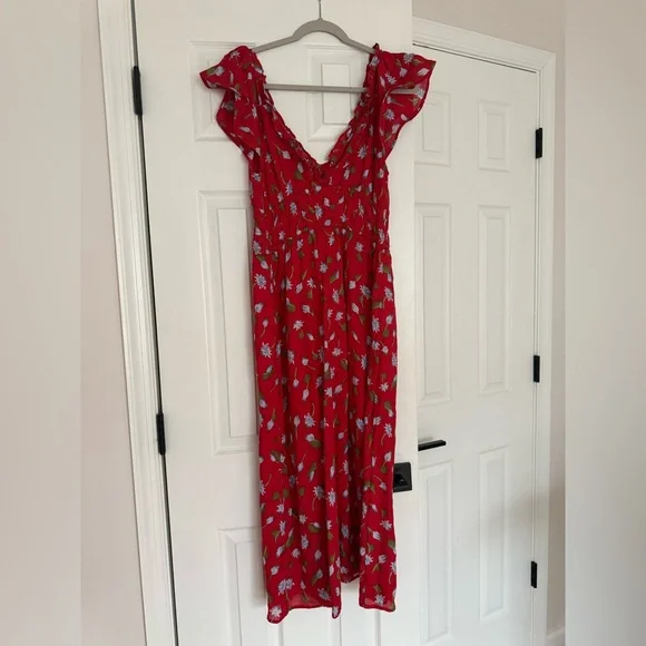 NWT J.Crew Palermo midi dress in ramie red multi Small - Picture 5 of 5